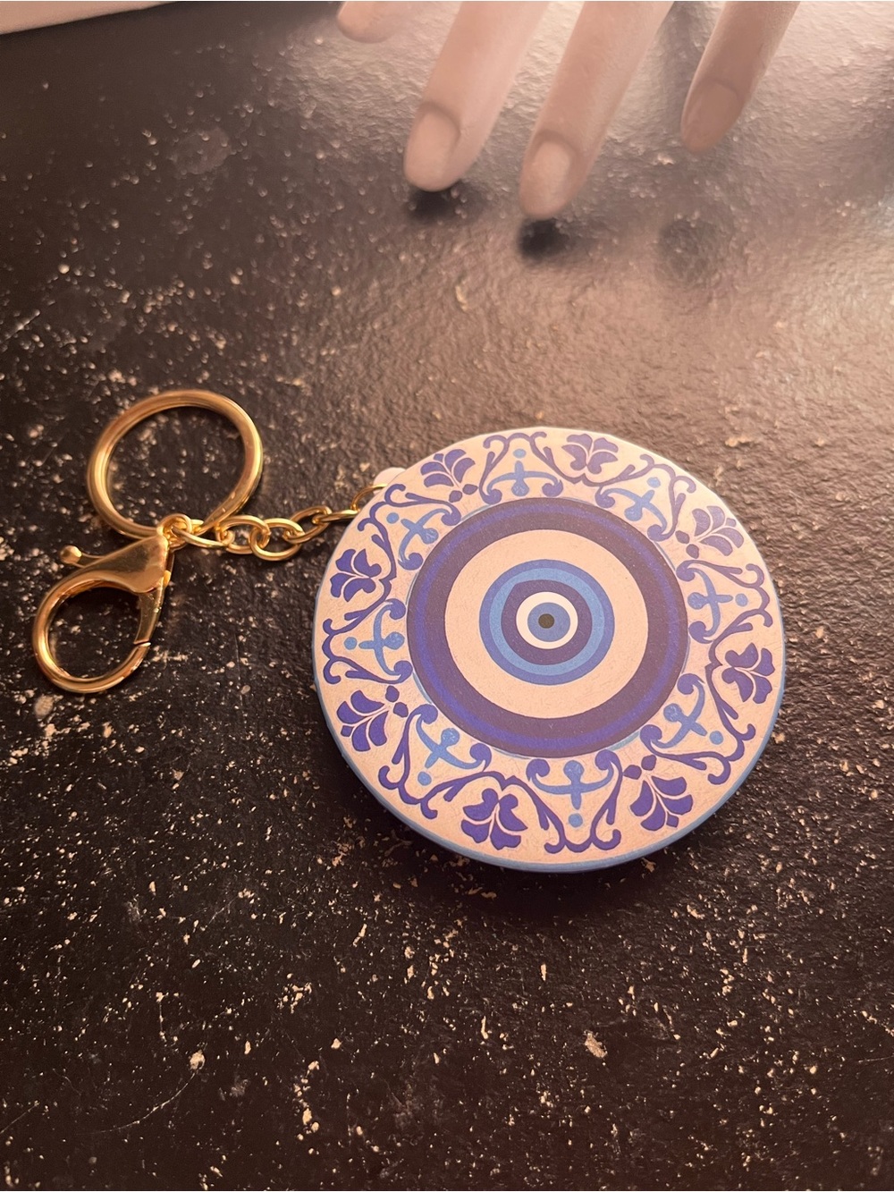 Blue Evil Eye Compact Mirror Keychain